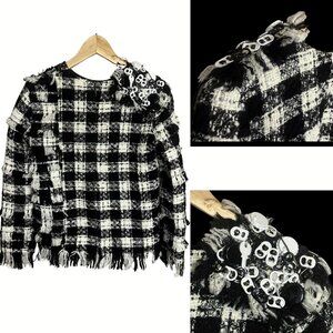 MSGM Milano Embellished Tweed Fringe Top Size 38 (M/L) Rare Runway-Style Boucle